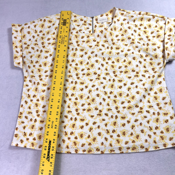 Melloday Blouse Top Women's Size XL Cuffed Short Sleeve Floral Boxy - Picture 3 of 9